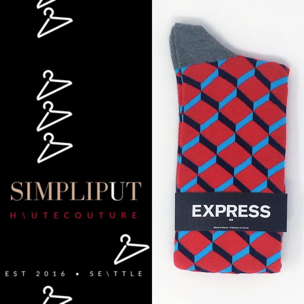 Express Men Socks Seamless Geometric Square Shoe Size 8-12